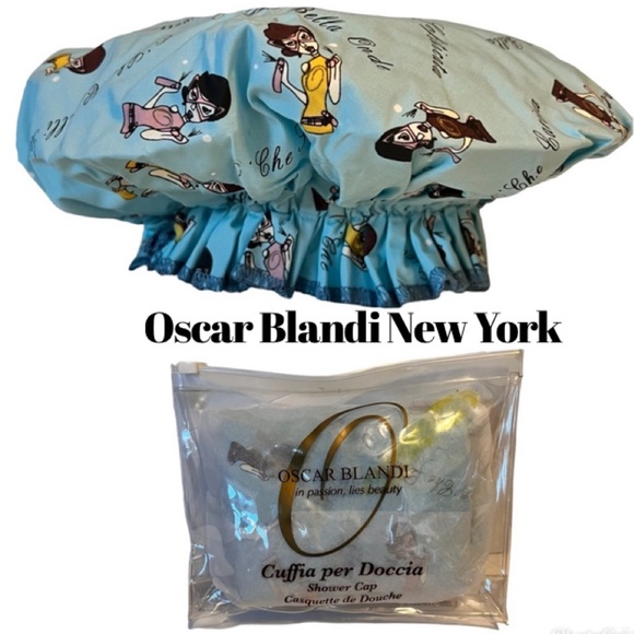 Oscar Blandi New York Blue Luxury Shower Cap in Zip Case - Picture 1 of 15